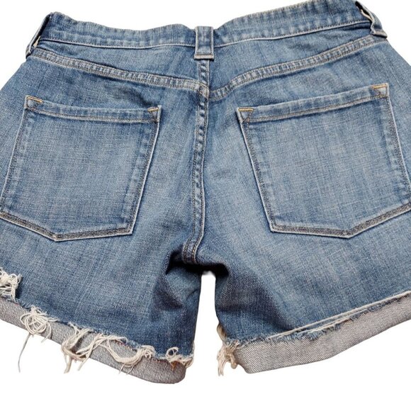 J. Crew Women's Blue Denim Cut Off Fringe Hem Shorts - Picture 4 of 6